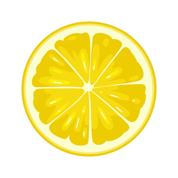 Rebanada redonda de limón sobre un fondo blanco Ilustración a color plano