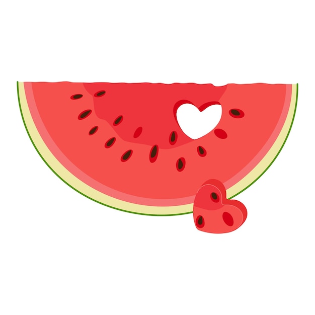 Rebanada de sandía con agujero en forma de corazón