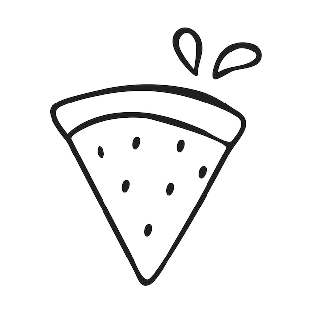 Rebanada de sandía Contorno de diseño vectorial dibujado a mano Ilustración sobre fondo blanco