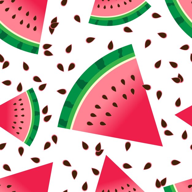 Rebanada de sandía fresca vector de patrones sin fisuras Fondo de cuña de sandía