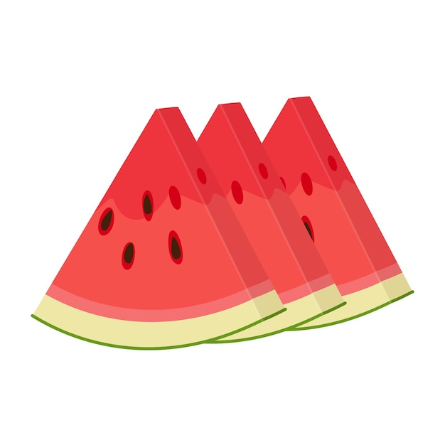 Rebanada de sandía madura cortada en rojo sandía dibujada a mano de estilo plano fruta de verano