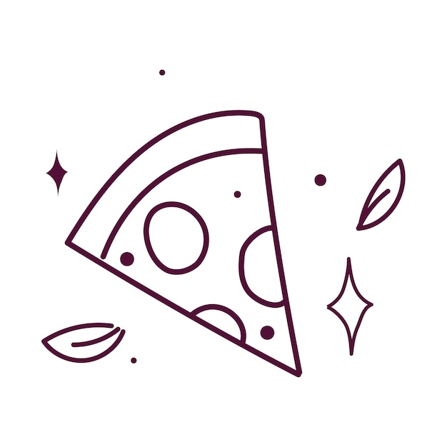 Rebanada vectorial de garabatos de pizza sobre un fondo blanco