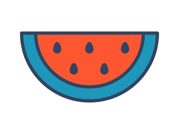 Rebanada vectorial de sandía Clipart retro Fruta de verano Sandía con contorno