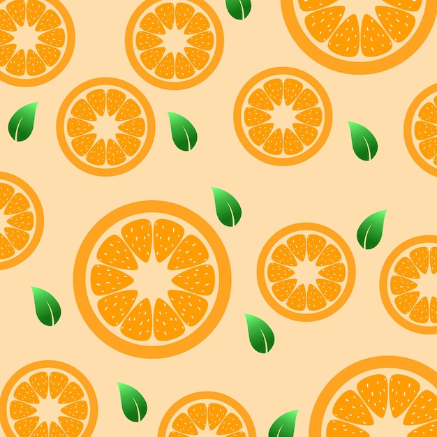 Las rebanadas de naranja y las hojas verdes de fondo