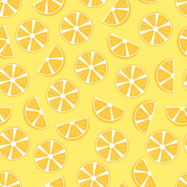 Rebanadas de patrones sin fisuras naranja. ilustración vectorial Fondo amarillo.