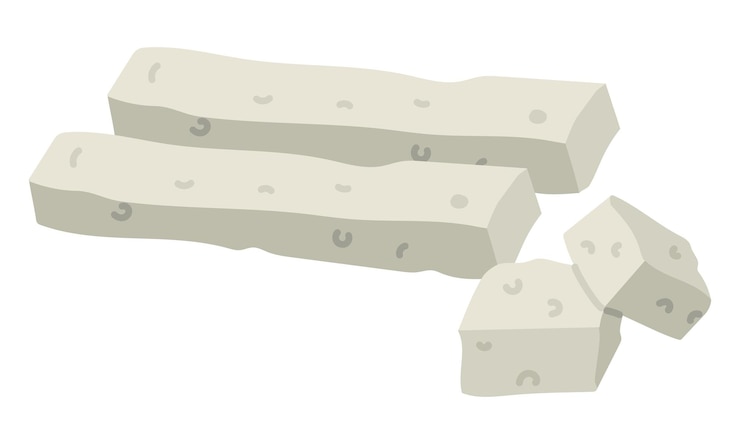 Vector las rebanadas planas y los cubos de queso feta de forma rectangular se cortan en rebanadas resaltadas en blanco