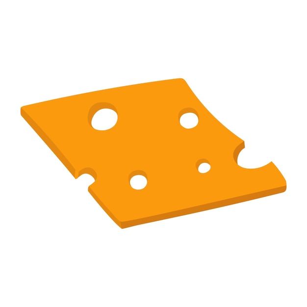 Rebanadas de queso amarillo plano Rebanada cuadrada de queso con agujeros rectos aislados de queso suizo