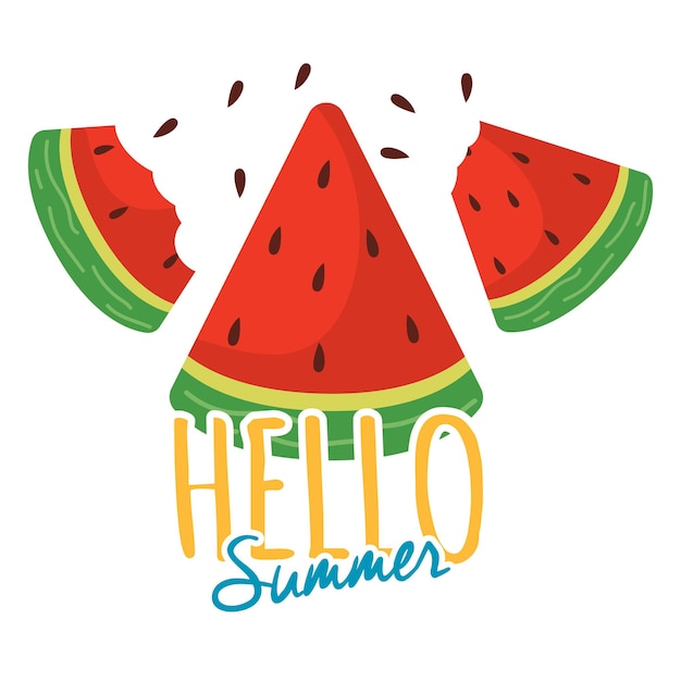 Rebanadas de sandía y texto Vector