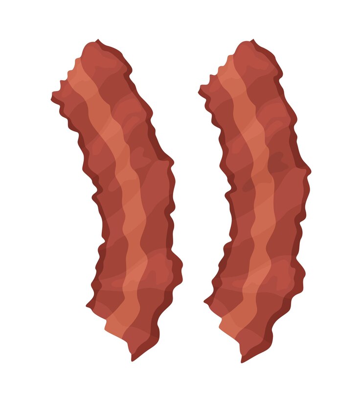 Vector rebanadas de tocino conjunto de objetos vectoriales de color semiplano