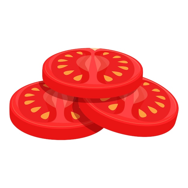 Vector rebanadas de tomate para hamburguesas icono vector de dibujos animados comida rápida