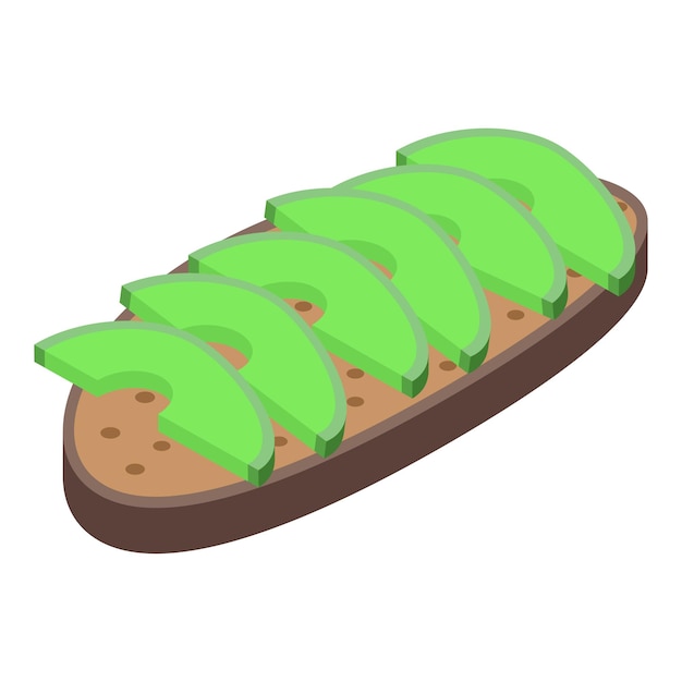 Rebanadas de tostadas de aguacate icono vector isométrico rebanada vegetariana almuerzo natural