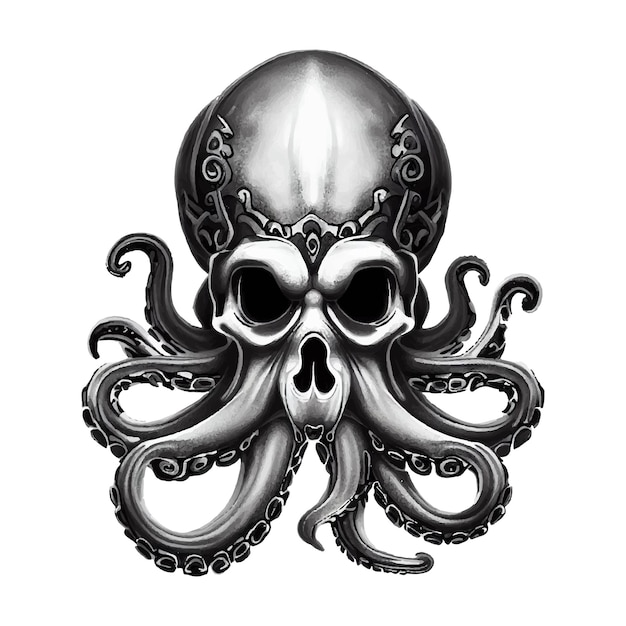 rebelde interior con este octoskull vector combinando la esencia espeluznante de un cráneo con los tentáculos