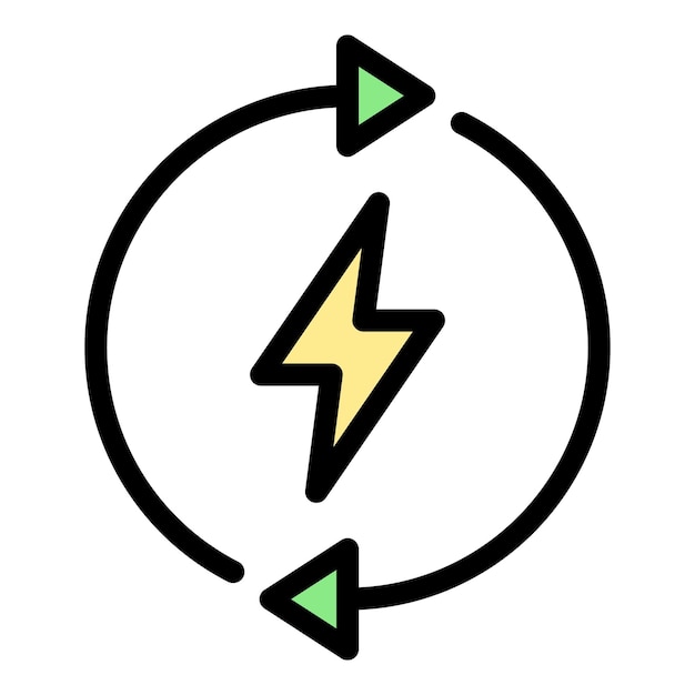 Recargar batería icono contorno vector Energía eléctrica Carga alcalina color plano
