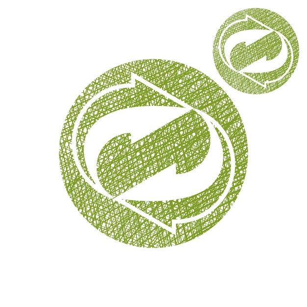 Recargar flechas de actualización bucle vector simple icono de un solo color aislado sobre fondo blanco, con textura dibujada a mano con boceto.