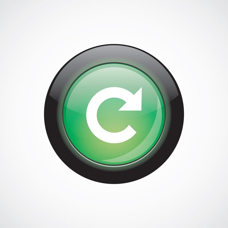 Vector recargar icono de signo botón verde brillante. botón del sitio web de interfaz de usuario