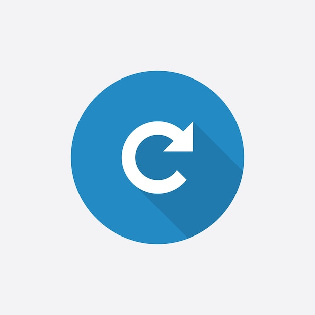 Recargar icono simple azul plano con sombra larga xA