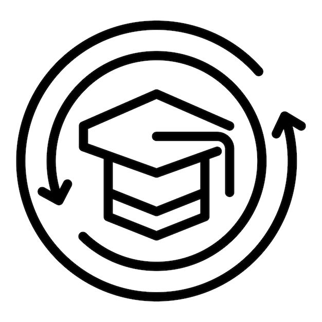 Recargar el vector del contorno del ícono del estudiante Estudio de libros Público digital