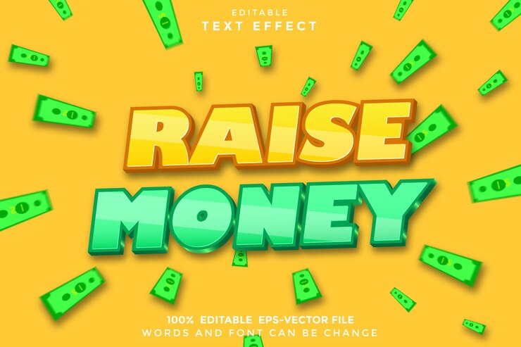 Vector recaudar dinero efecto de texto editable relieve 3d estilo moderno