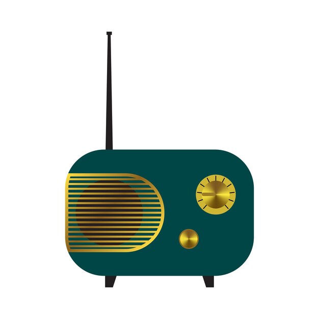 Receptor de radio de estilo plano vintage turquesa Ilustración vectorial sobre fondo blanco