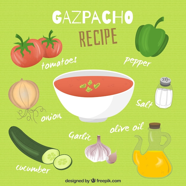 Receta de gaspacho dibujada a mano