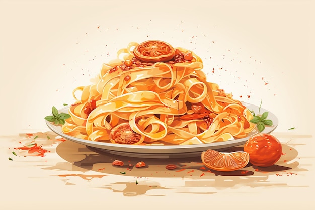 Vector receta de menú de espagueti de pasta roja italiana bola de carne de pasta espagueti menú de fideos de cerca
