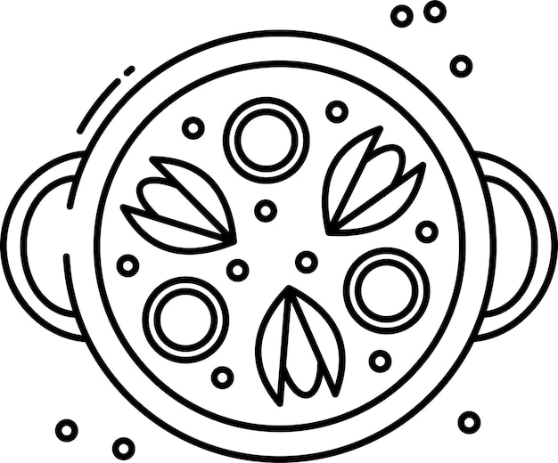 Receta de paella Ilustración vectorial del contorno sólido