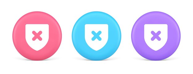 Rechazar el botón de escudo marca incorrecta desenvío defensa guardia virtual 3D icono realista