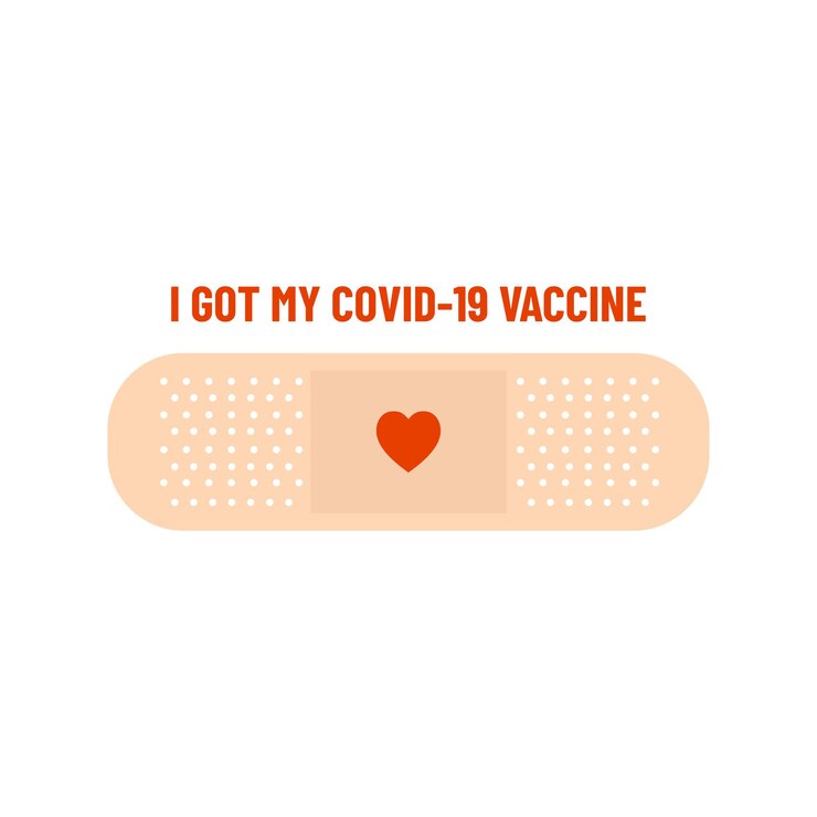Recibí mi vacuna covid-19. Coronavirus, campaña de vacunación contra el virus corona. Ilustración médica.