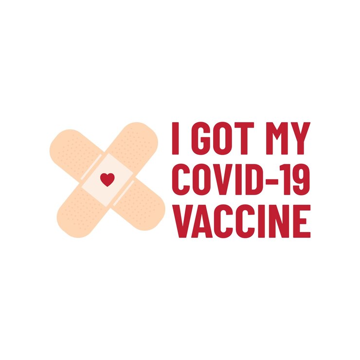 Recibí mi vacuna covid-19. Coronavirus, campaña de vacunación contra el virus corona. Ilustración médica.
