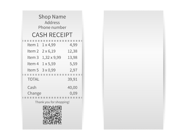 Vector recibo impreso