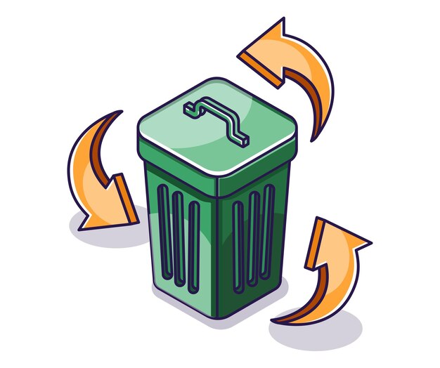 Reciclaje de residuos orgánicos de ilustración de concepto isométrico plano