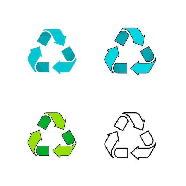 Reciclaje símbolo logo icono vector verde azul negro plano dibujos animados línea esquema arte signo estilo