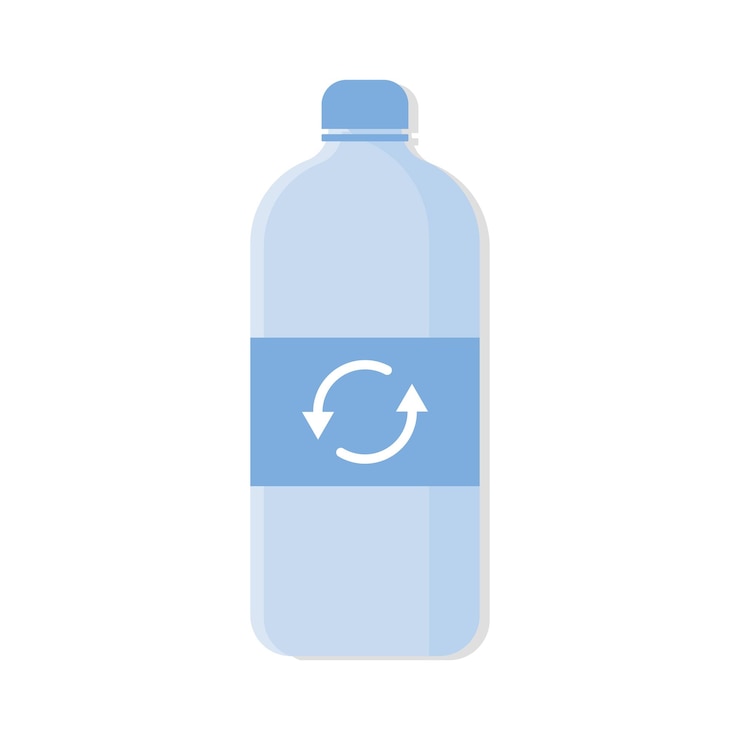 Vector reciclar un icono de botella de agua de plástico azul aislado sobre fondo blanco ilustración vectorial