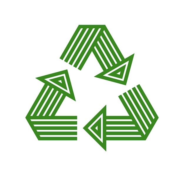 Reciclar icono de triángulo vectorial en estilo lineal geométrico moderno aislado en blanco, símbolo de línea contemporánea de conservación del medio ambiente.