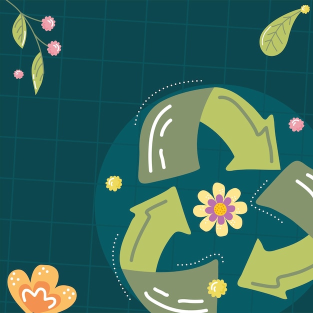 Reciclar iconos de flechas y flores ecología