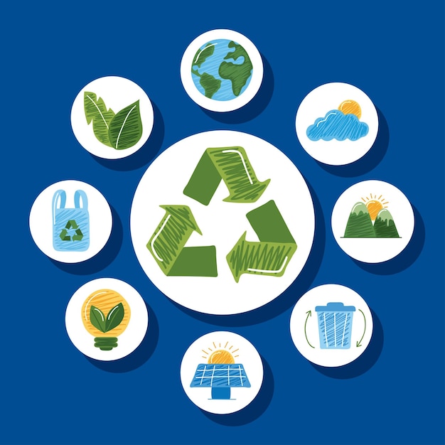 Reciclar símbolo con iconos