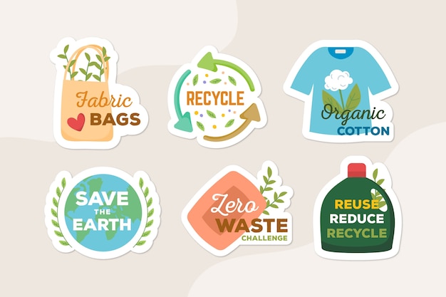 Reciclar y usar insignias ecológicas de artículos naturales