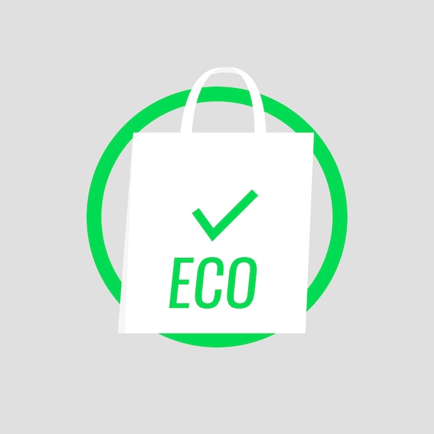 Recicle la bolsa de compras de papel ecológica ecológica moderna ilustración vectorial estilo plano