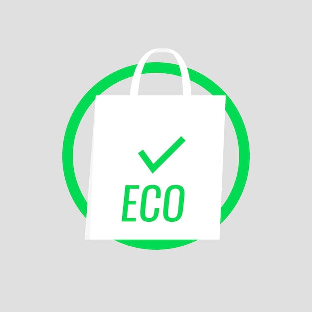 Recicle la bolsa de compras de papel ecológica ecológica Moderna ilustración vectorial estilo plano