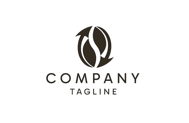 Recicle el diseño del logotipo del café en forma de grano de café con la ilustración del icono de reciclaje