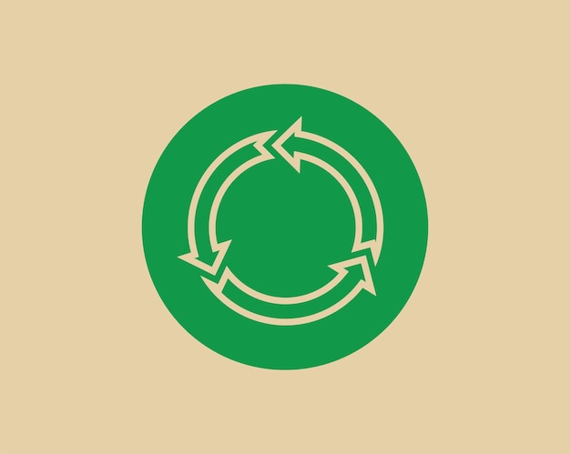 Recicle el símbolo de desecho y la ilustración de vector plano del concepto de icono web del logotipo de flecha verde.
