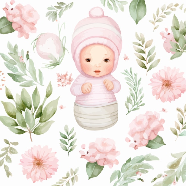 Vector el recién nacido_baby_girl_clipart_set