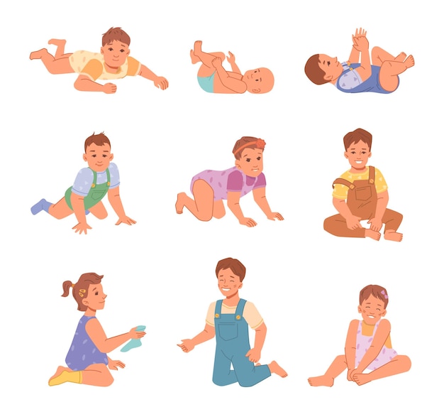 Recién nacidos y bebés niños y niñas sentados