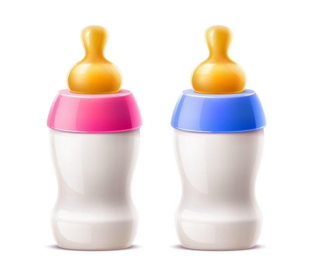 Recipiente de biberón realista para bebidas lácteas para bebés