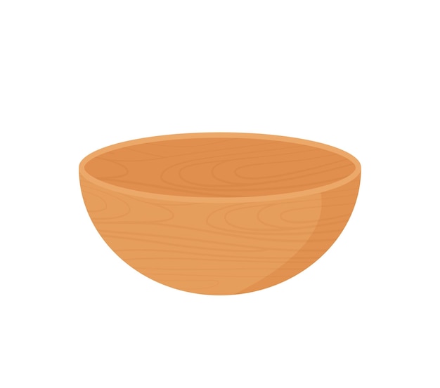 Recipiente de madera vacío aislado en un fondo blanco Ilustración vectorial de utensilios hechos de material natural en estilo plano simple de dibujos animados