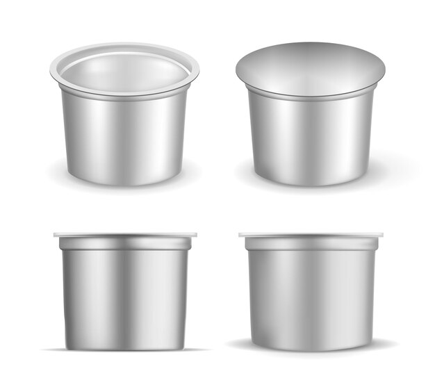 Recipiente de plástico vacío negro para envases de yogur para crema agria y salsa