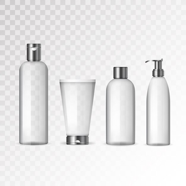 Vector recipientes y tubos de crema transparente para cosméticos para crema, loción, champú, gel, bálsamo, acondicionador