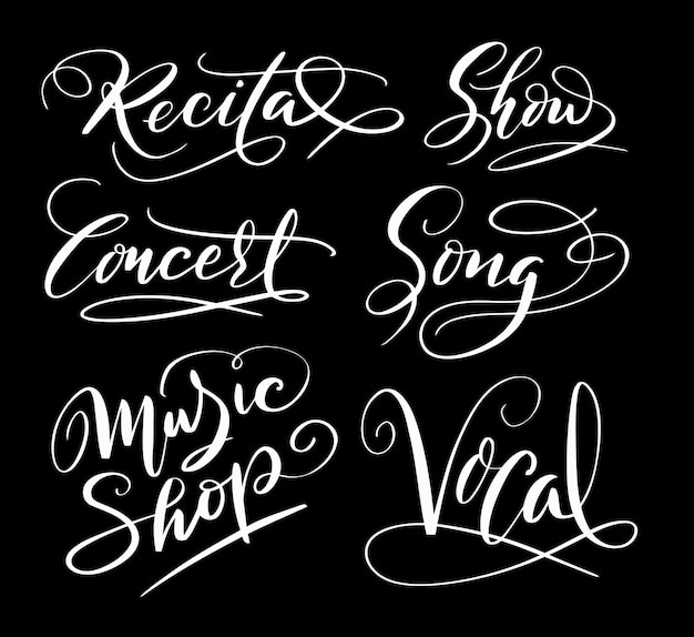 Vector recital y música de concierto caligrafía a mano