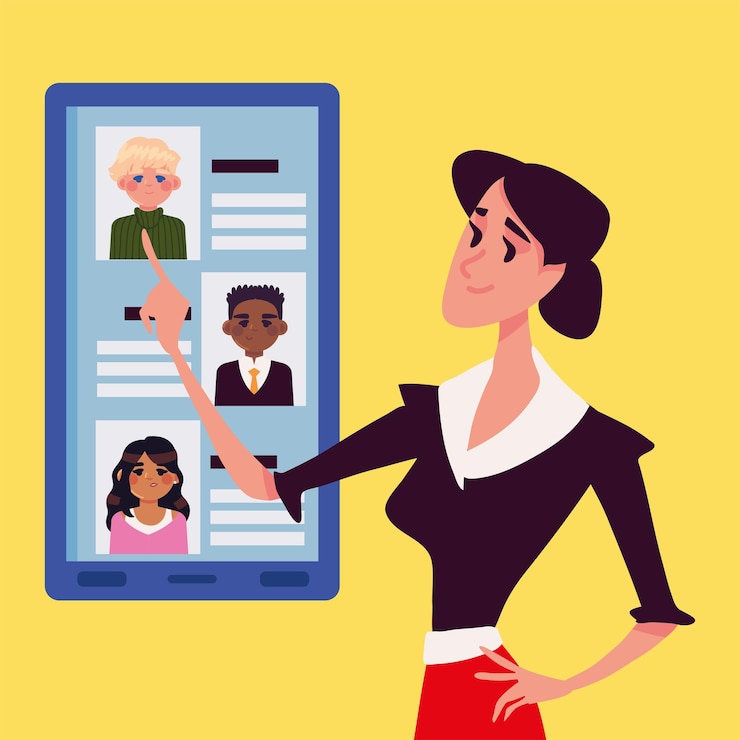 Vector recluta de empleado seleccionado de mujer
