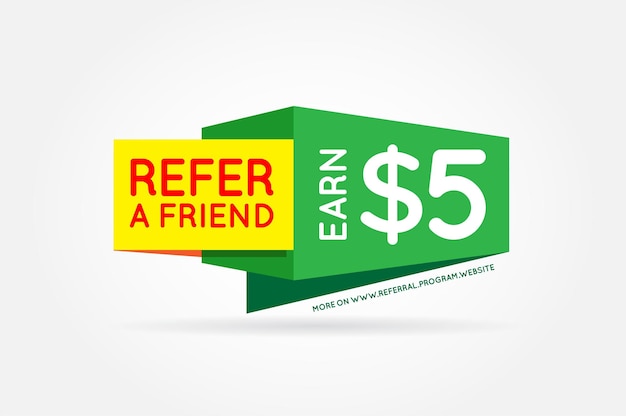 Recomiende a un amigo una colorida pancarta o afiche Campaña de referencia Recomiende y gane dinero Programa de afiliados Vector